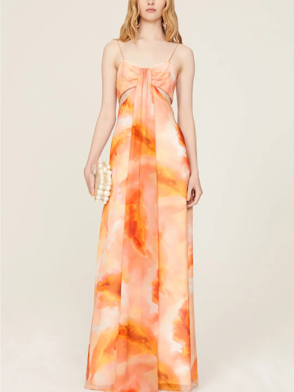 Aidan Mattox Orange Tie Dye Dress